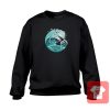 Wave With Moon Ship Crewneck Sweatshirt