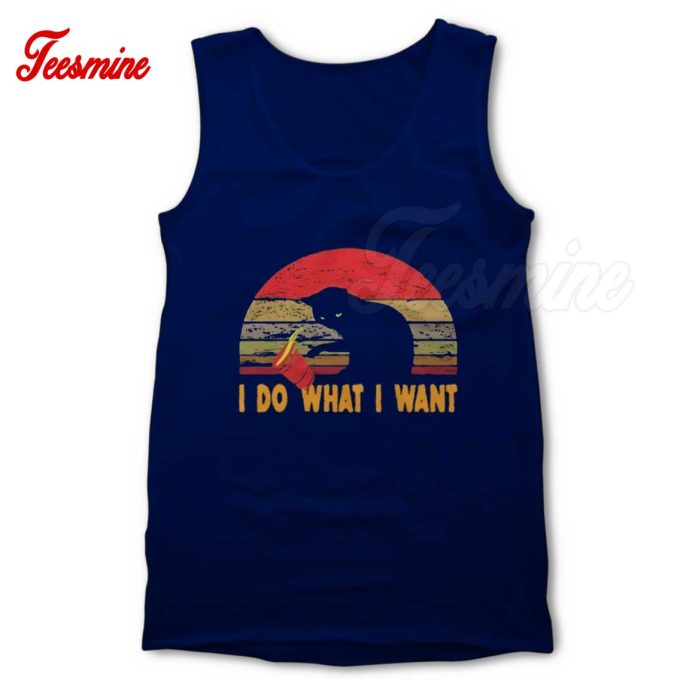 Cat I Do What I Want Tank Top Navy
