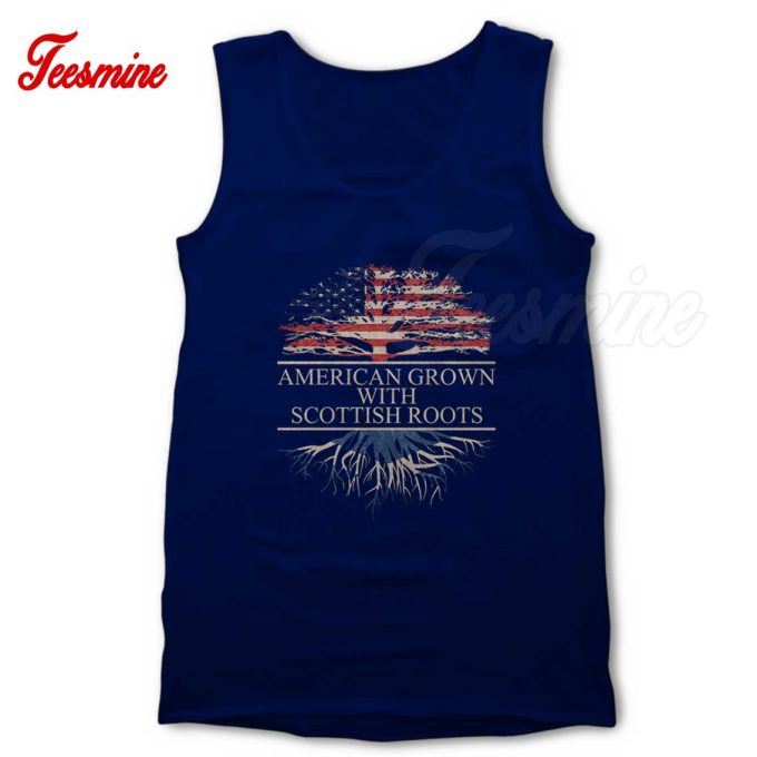 American Grown With Scottish Roots Tank Top Navy
