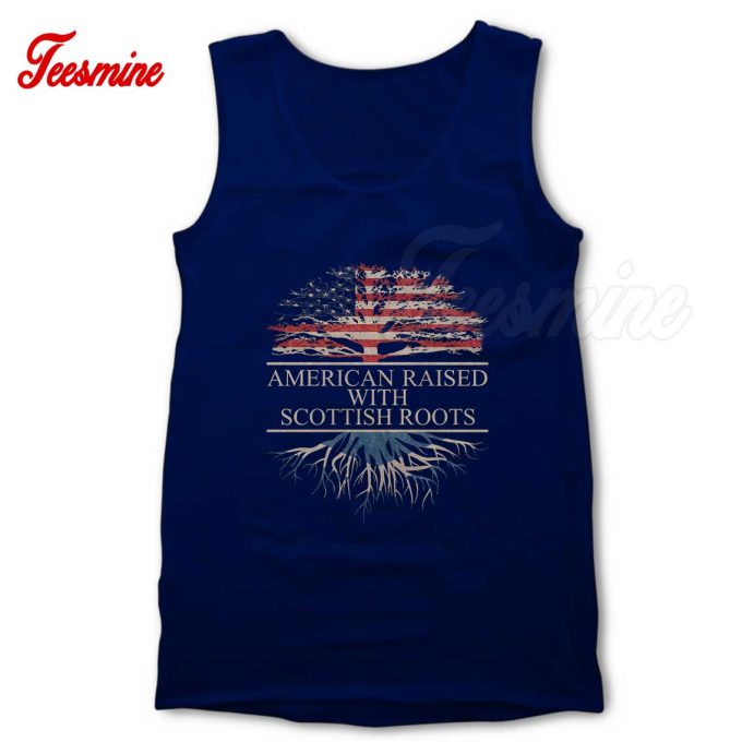 American Raised with Scottish Roots Tank Top Navy