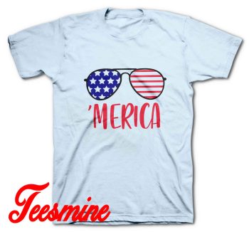 4th of July Merica T-Shirt Color Light Blue